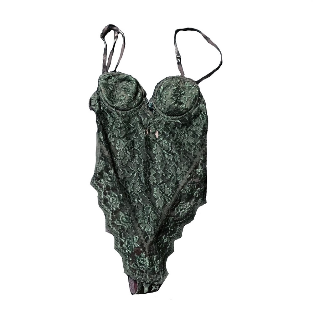 Vintage Emerald Green Bustier Bodysuit